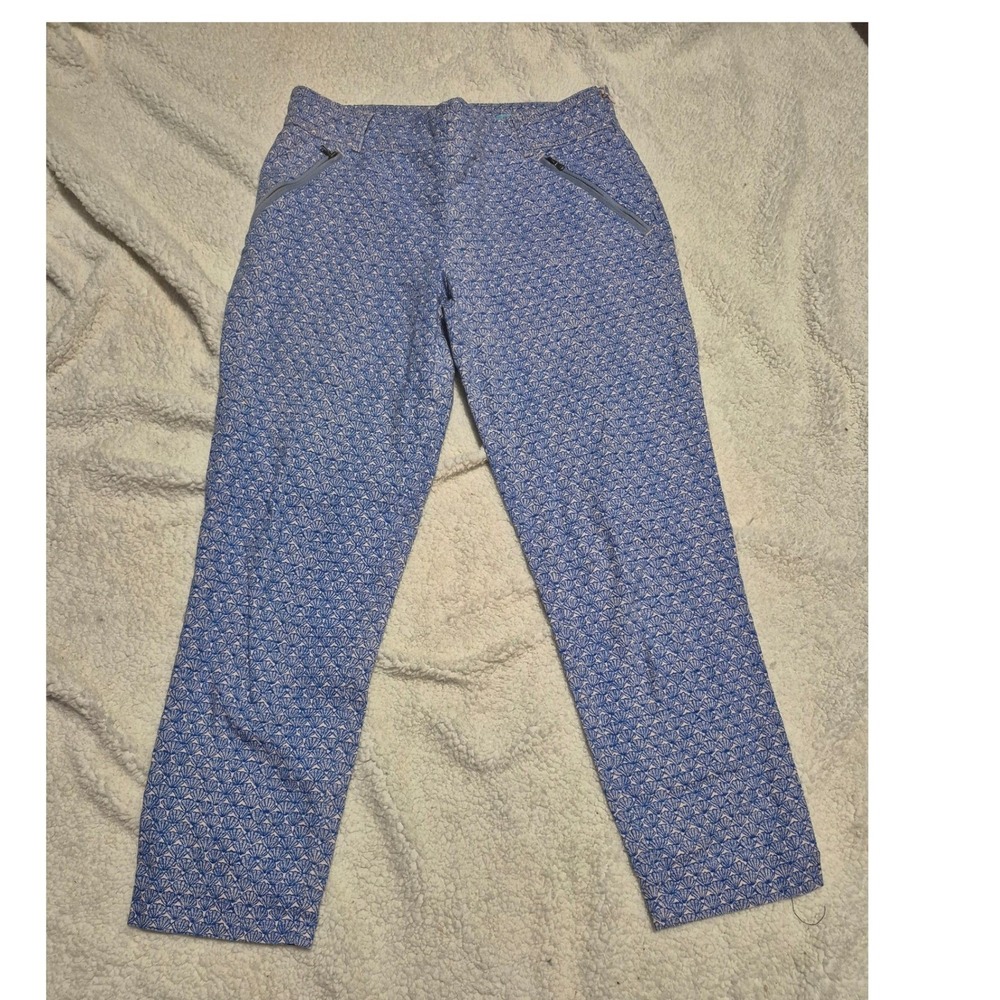 Cartonnier Anthropologie Charlie Trouser Blue White Seashell Print Pants Size 4